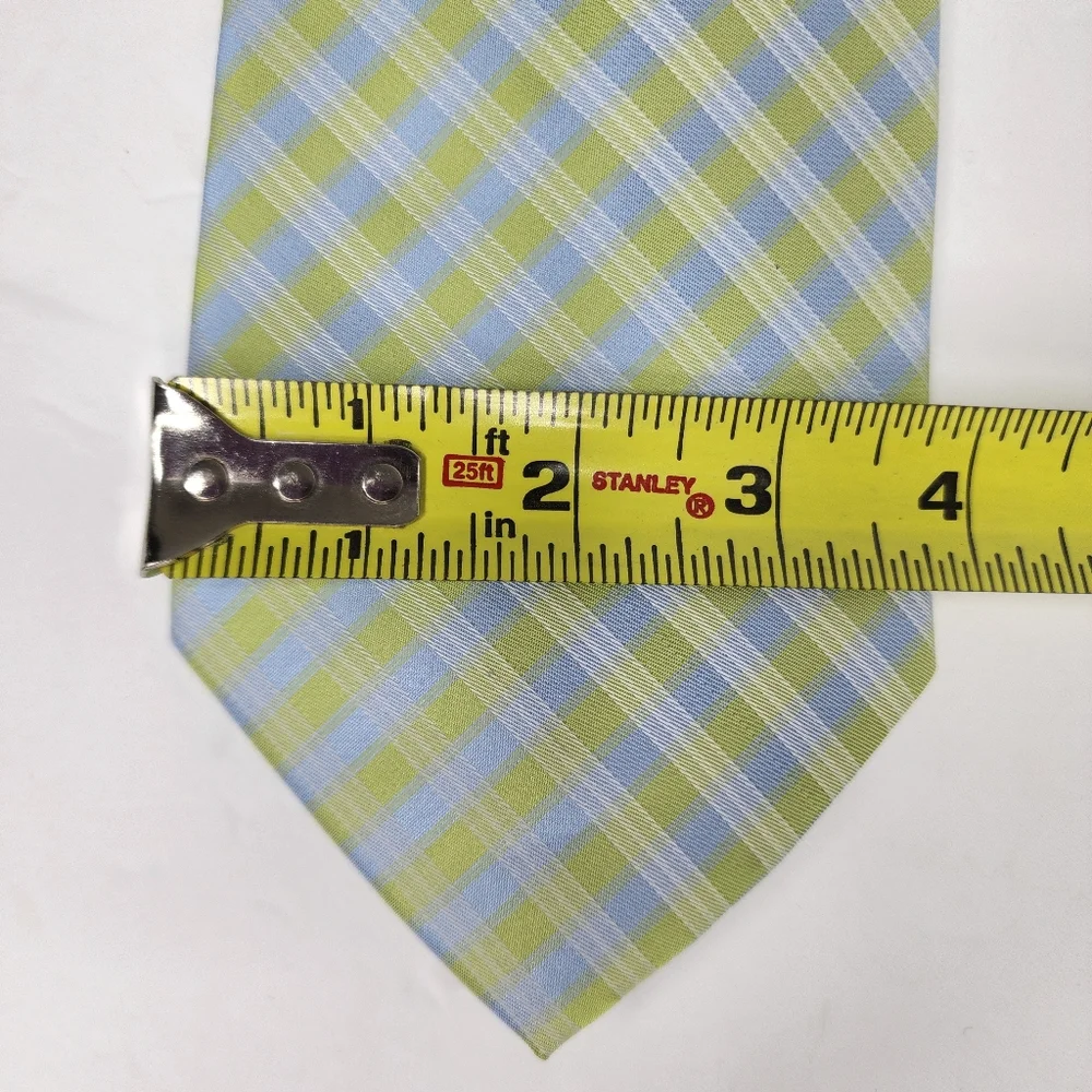 PAOLO DAVIDE Greenish Yellow Plaid Tie. SILK.